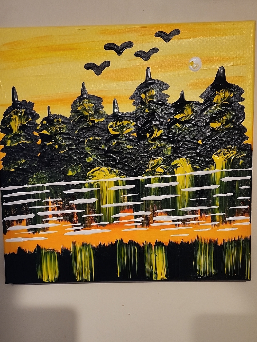 Sunset Forest Canvas Wall Art - Yellow & Black